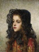 Alexei Harlamov Little Girl with Veil oil on canvas